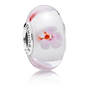 Pandora cherry blossom murano silver and pink charm